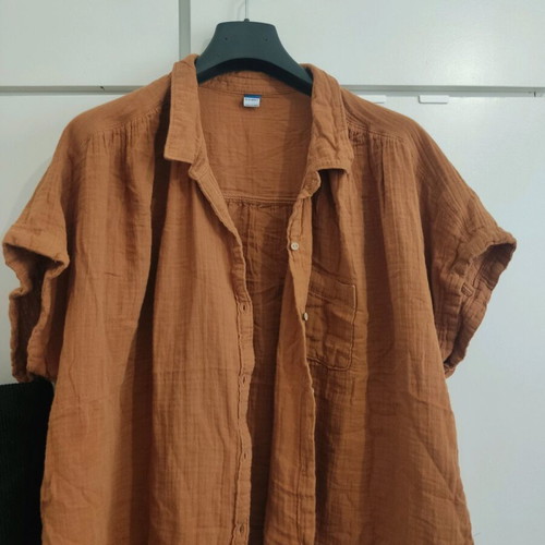 Old Navy women's oversized cotton shirt like new, brown orange, size XL
