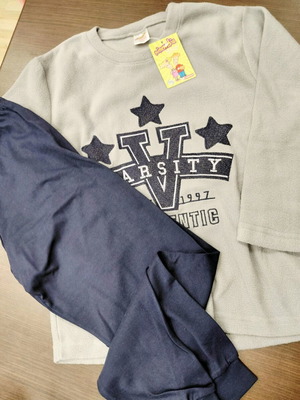 Παιδική fleece πιτζάμα Minerva No 6 καινούργια, γκρι και μπλε