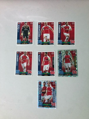 Match Attax 2015/16 Σετ Arsenal 7 καρτών σαν καινούργιο με Alexis Sanchez Star Player