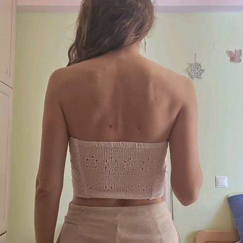 Zara white bustier with embroidery like new
