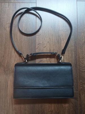 Zara black crossbody bag like new with flap and gold details