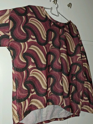 Evening blouse new with multicolor shades burgundy, gold, beige and black
