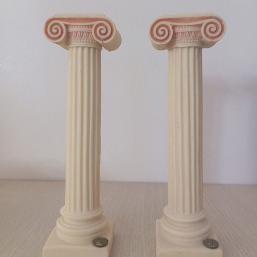 Alabaster handmade Greek-style columns, set of two, like new