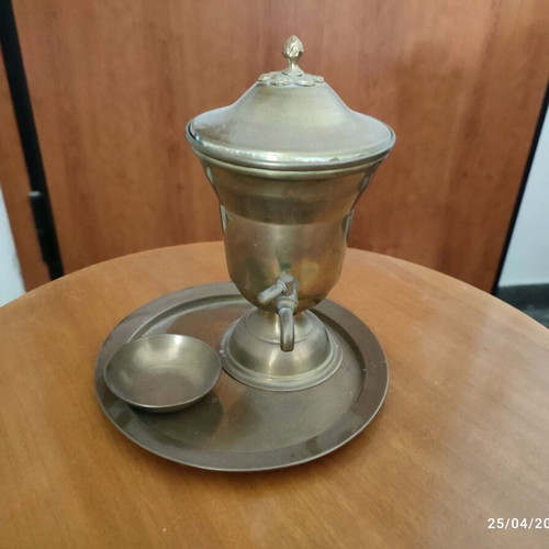 Copper vessel for tsipouro like new with tap and tray