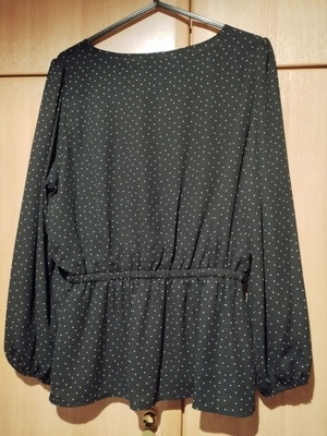 Black shirt-blouse like new with white polka dots and transparent sleeves