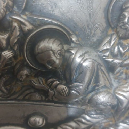 Silver religious icon The Last Supper, large size