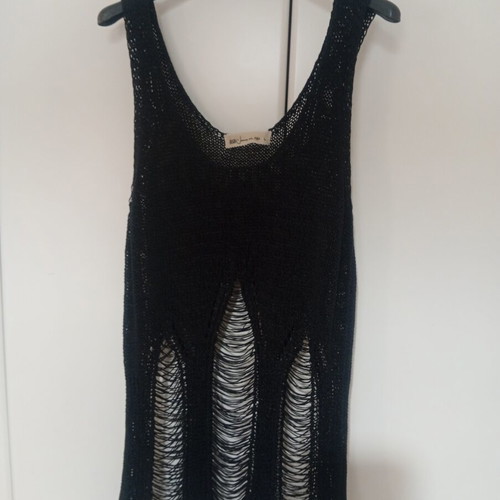 BSB black perforated blouse, size L