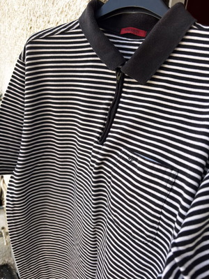 Visconti men's striped summer polo shirt XL used, black and white