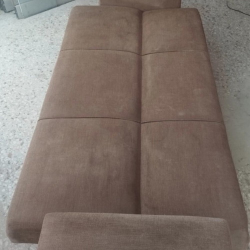 Sofa beds set of 2, three-seater and two-seater with storage, like new, light brown