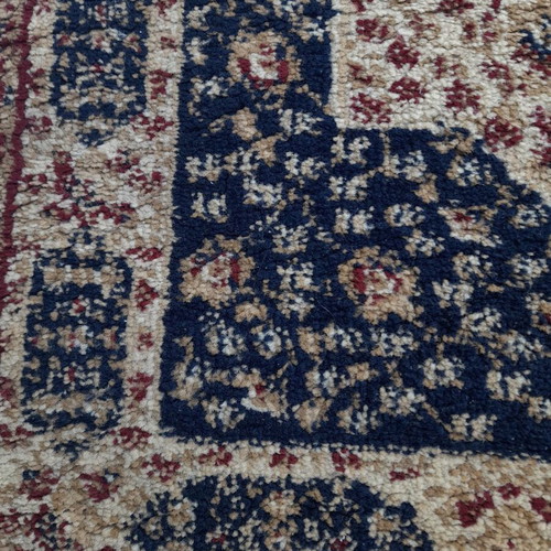 Rug set used, 3 pieces, blue beige with burgundy, thick pile