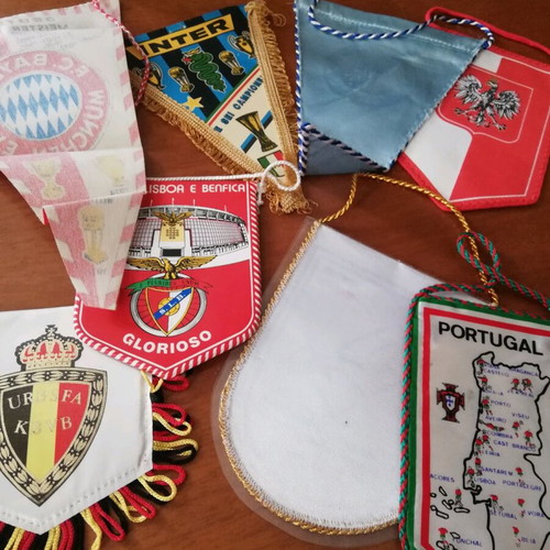 Lot of 8 small used football pennants from various countries