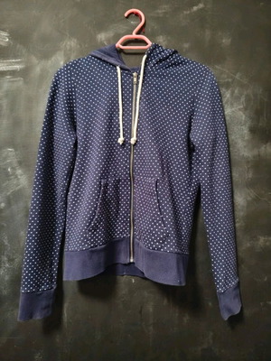 Blue dark-white polka dot jacket with fleece lining like new
