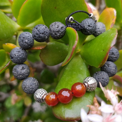 Handmade bracelet with semi-precious stones adjustable size