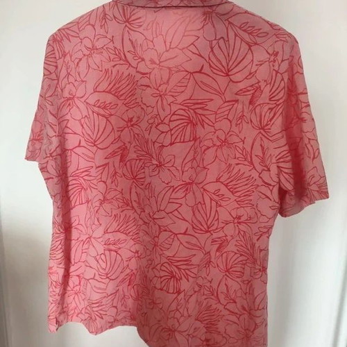 Erfo Pink Blouse with Rose Pattern in XL/XXL Like New