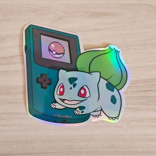 Pokemon Bulbasaur handmade holographic sticker made to order