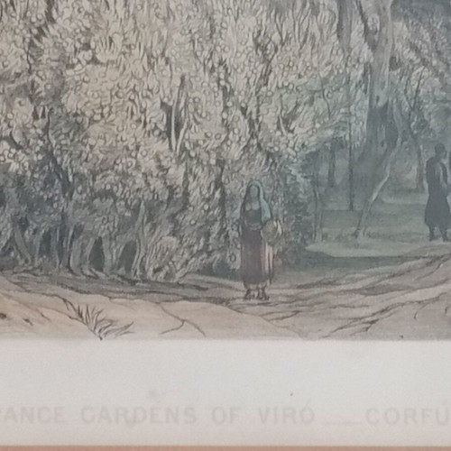 Corfu Lithograph by Edward Lear used, framed 58x46cm