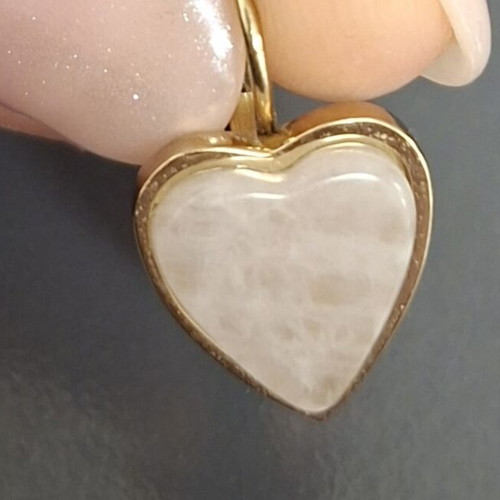Dyrberg/Kern heart earrings with rose quartz like new, beige and gold