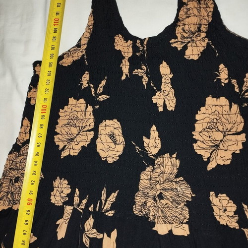 Long summer floral dress black with beige-brown flowers like new