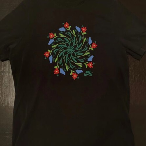 Nike SB T-shirt with floral graphic, black, size M