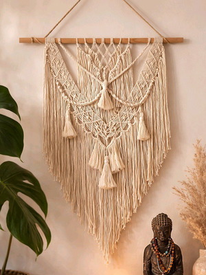 Makramé wall hanging new, cream color home decor