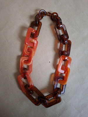 Modern statement necklace like new, brown and red