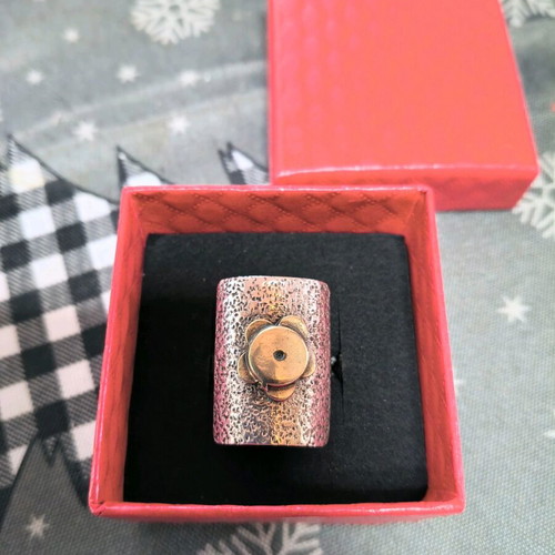 925 Silver Ring with Bronze Element like new