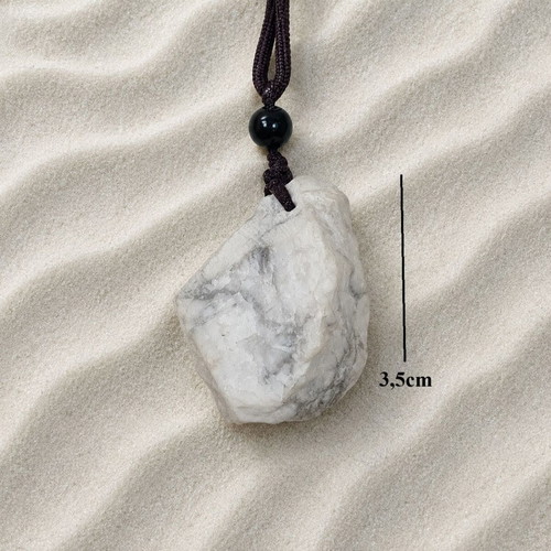 Necklace with cord and raw howlite new, white and brown