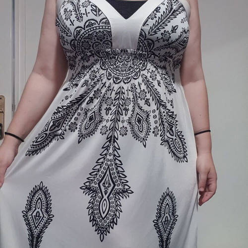 Midi beach dress like new, black and white, XL-XXL