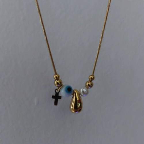 Gold-colored stainless steel necklace new