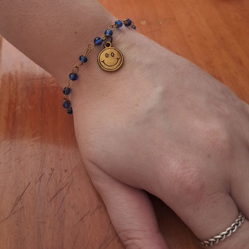Hand Bracelet blue and gold made to order