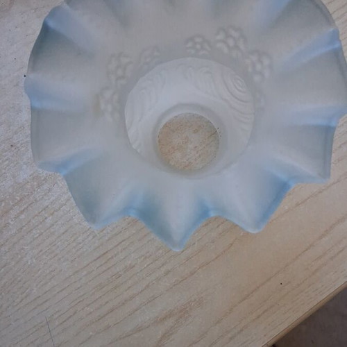 Lamp glass like new, 11cm height, 15cm diameter, blue and white