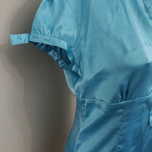 Turquoise satin blouse size L like new