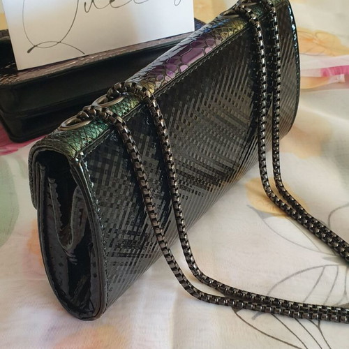 Patent leather shoulder bag new, multicolor with chain
