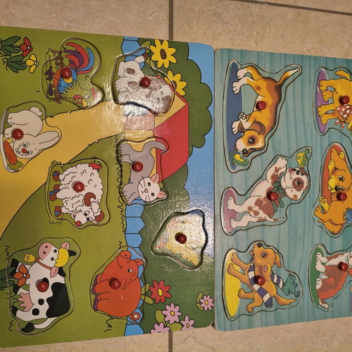 Children's wooden animal puzzles, set of 3