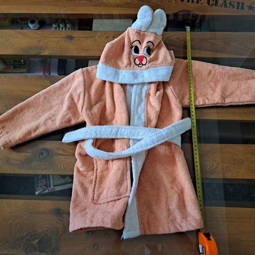 Pennie children's bathrobe with hood used, bunny design, size 1–2 years