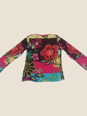 Boho style colorful long sleeve blouse for girls 4-5 years