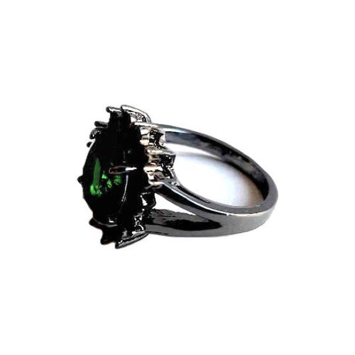 Ring with emerald and black rhodium plating new