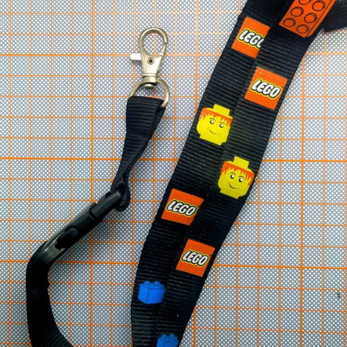 Lego lanyard rare new, black with multicolor designs