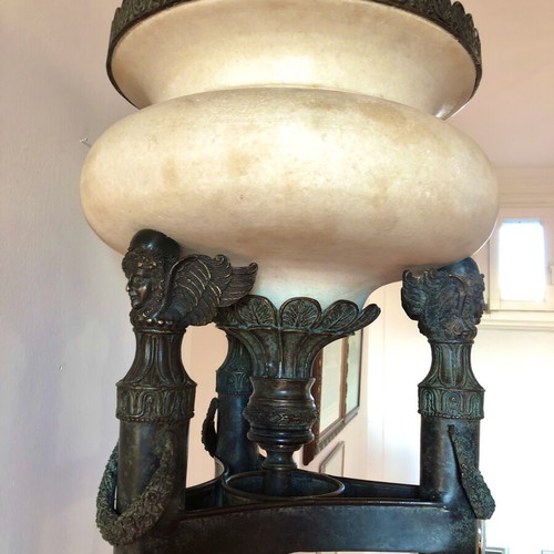 Floor lamp like new made of cast iron, marble and leather