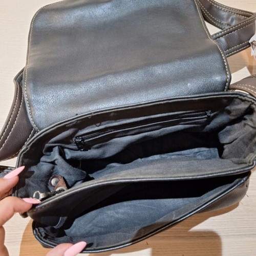 KEM Harley Davidson leather shoulder bag, black, spacious