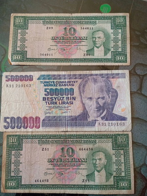 Turkish lira used, pack of 4, banknotes