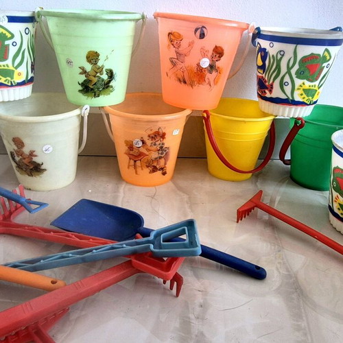 Greek Moumplast and Grecostyl buckets used, set of 19 pieces
