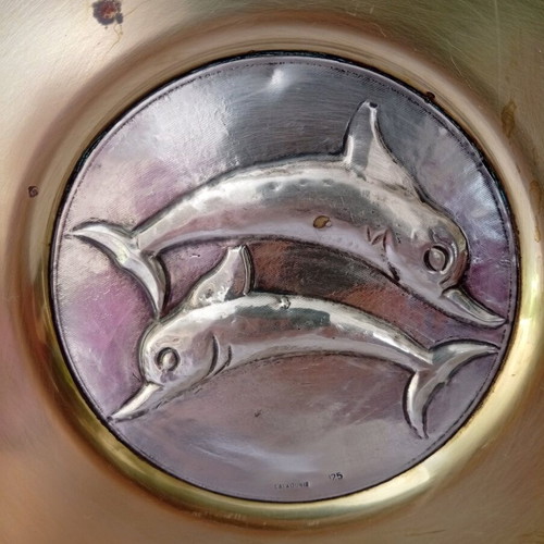Ilias Lalaounis collectible plate with dolphins, silver 925 & brass