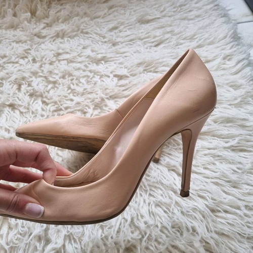 Leather high-heeled pumps used, size 41, nude color