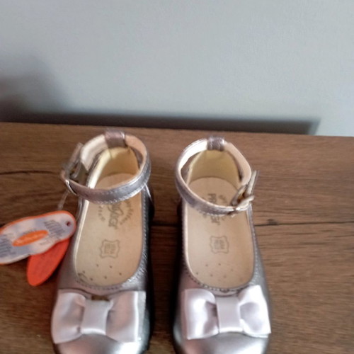 Leather children's ballerinas for girl -silver no.21