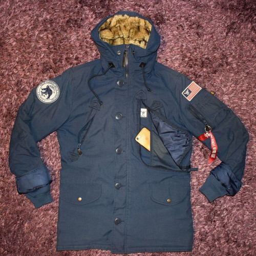 Alpha Industries Polar men's parka jacket size S used, blue
