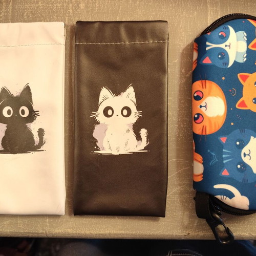 Glasses cases new, set of 3, black and white