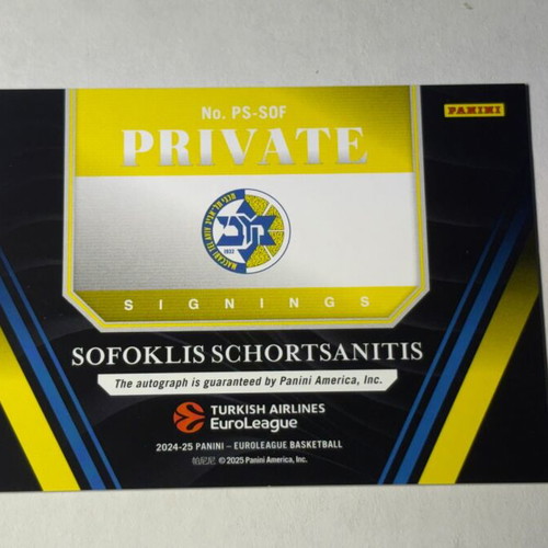 Sofoklis Schortsanitis 2024-25 Donruss EuroLeague Private Signings Auto like new