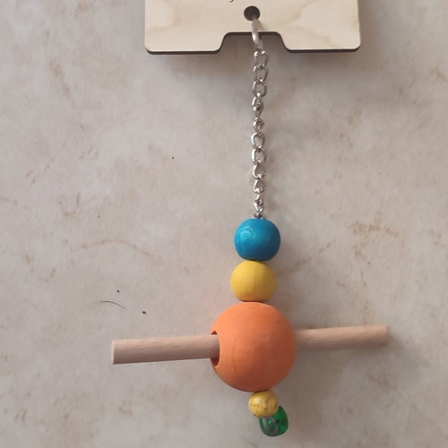 Bird Cage Hanging Toy with Wooden Beads and Bells