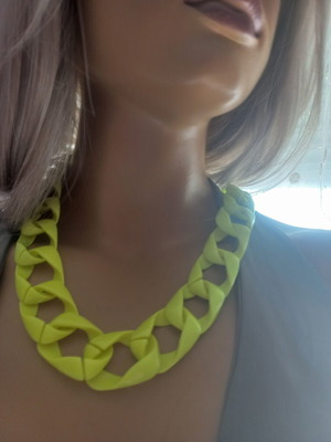 Summer necklace chain 1990's with gift bracelet neon lime, like new
